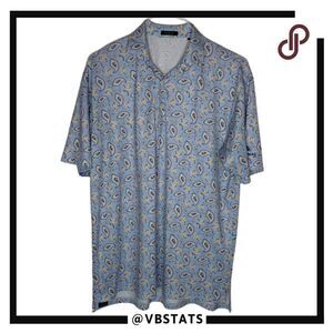 Turtleson Men's Paisley Pique Royal Oaks Short Sleeve Polo Shirt Blue Large‎